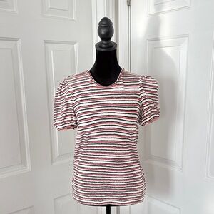 Madewell Black and Red Striped Short Sleeve Top